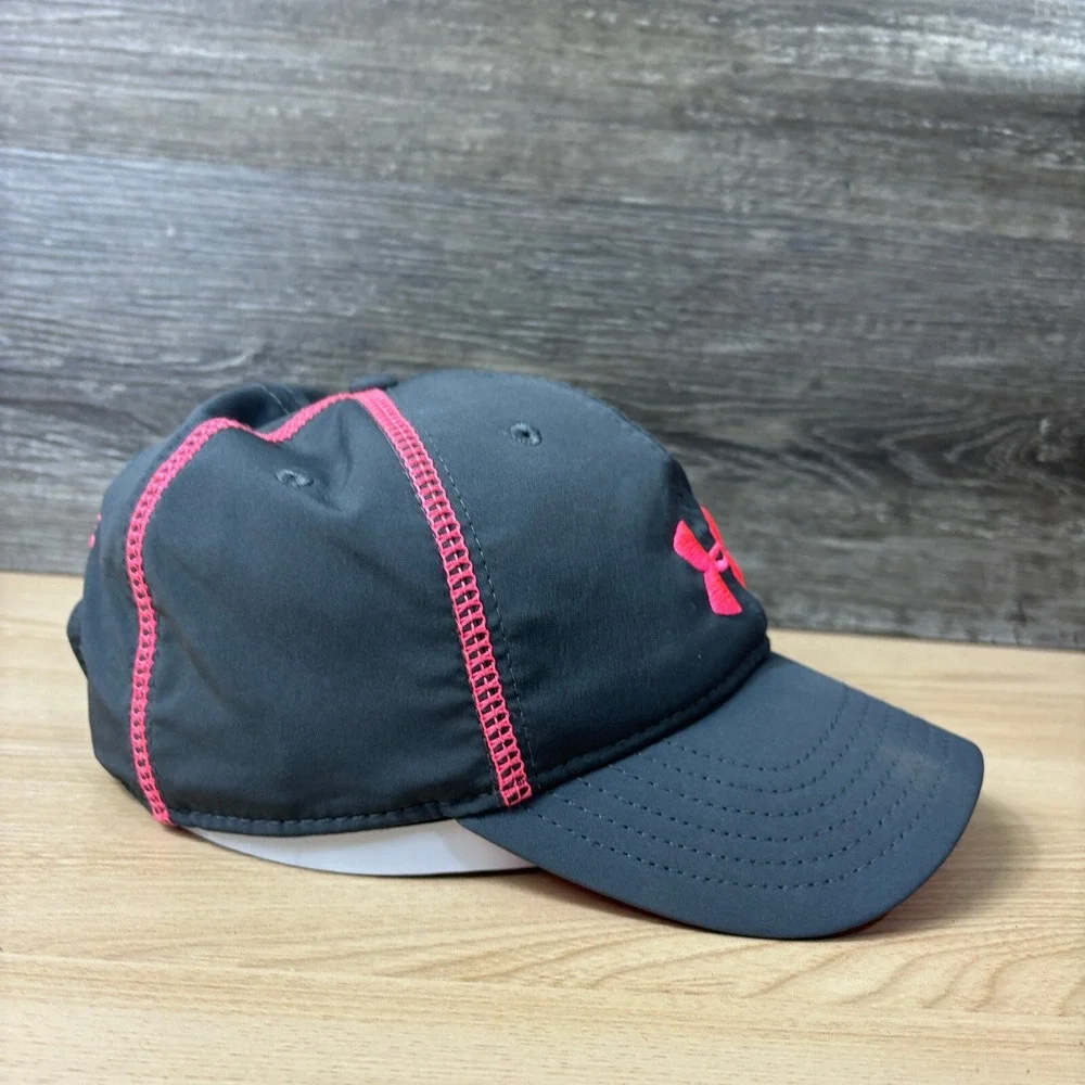 Under Armour Hat‎ Cap Strap Back Womens Gray Pink Run Running Athletic Gym